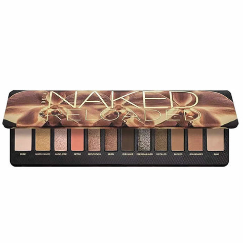 Urban Decay Naked Reloaded Eyeshadow Palette by Jag Couture London, featuring neutral and earthy eyeshadow shades in a sleek palette.