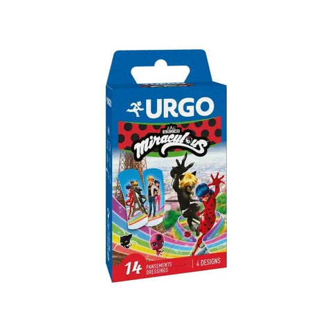 Pack of Urgo Miraculous 14 plasters by Jag Couture London - New York, featuring colorful, comfortable adhesive bandages for minor wounds.