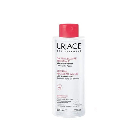 Uriage Eau Micellaire PNS in 500ml bottle, gentle facial cleanser by Jag Couture London New York.
