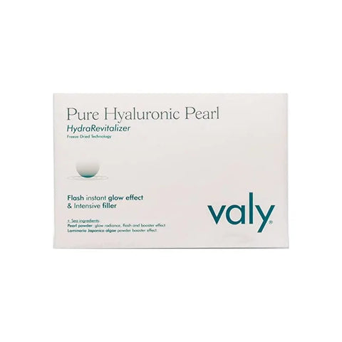 Jag Couture London New York Valy Pure Hyaluronic Pearl 10 capsules, clear gel capsules with hyaluronic acid for skin hydration.