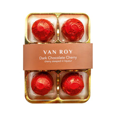 Jag Couture London - New York Van Roy 6 pack of red foiled cherry liqueurs in dark chocolate in cello