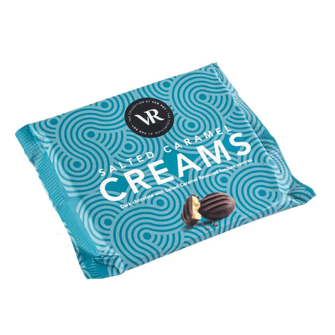 Van Roy salted caramel fondant creams from Jag Couture London New York, square pack with creamy caramel-filled chocolates.