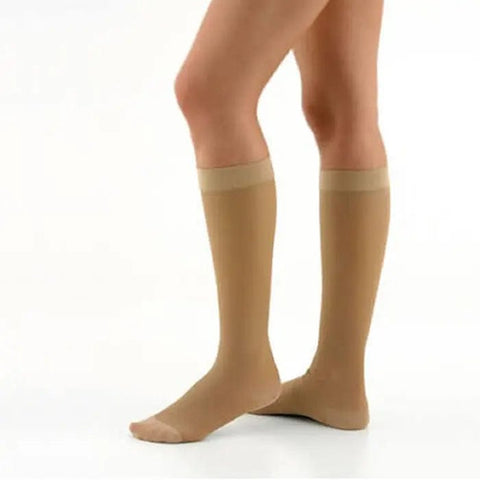 Beige Varisan CN Short Stocking by Jag Couture London - New York, shown in a close-up image highlighting the fabric and fit.
