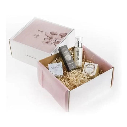 Velandia Beauty Vegan Box Set by Jag Couture London New York, featuring four beauty products in sleek packaging.