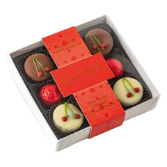 Jag Couture London - New York Very Cherry selection in 9 choc grey base with cello lid