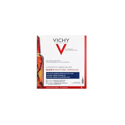 Vichy Liftactiv Specialist Glyco-C Night Peeling ampoules by Jag Couture London New York, skincare treatment with 30 ampoules.