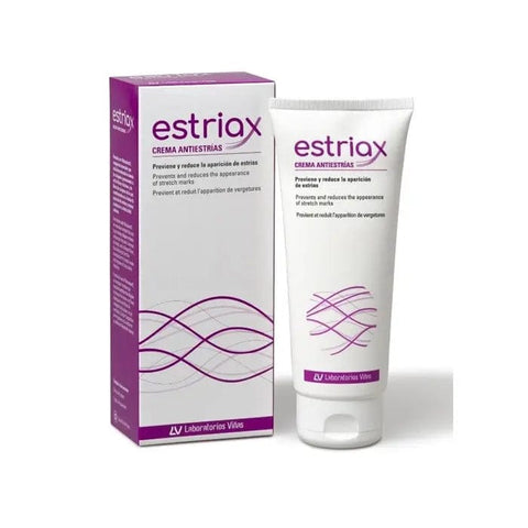 Jag Couture London New York Viñas Estriax Anti-Stretch Marks Cream in 200ml jar, showing the cream's packaging and branding details.