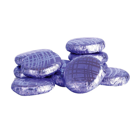 Violet crème dark chocolate covered fondant in lilac foil, 120 pieces, by Jag Couture London New York.