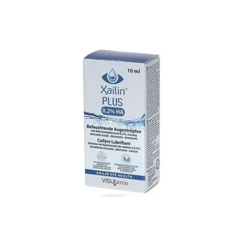 Visufarma Xailin Plus 0.2% eye drops in a 10ml bottle, shown with packaging from Jag Couture London New York.