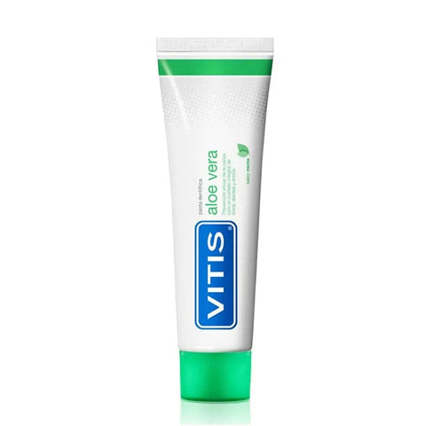 Vitis Aloe Vera Mint Toothpaste by Jag Couture London - New York, 15ml tube with mint-flavored toothpaste featuring aloe vera.