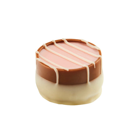 Vivaldi milk chocolate cup by Jag Couture London with red berry ganache, 14g, rich and decadent dessert.