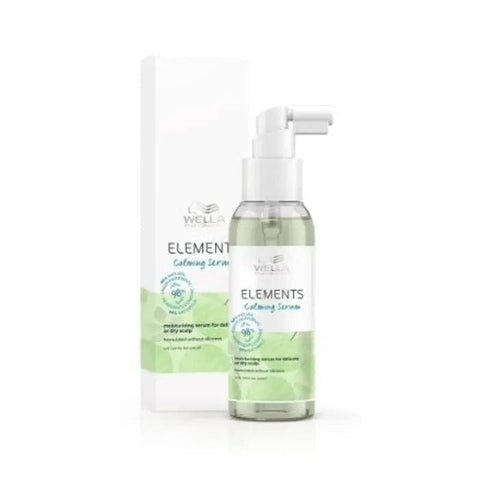 Jag Couture London New York Wella Elements Calming Serum 100ml bottle displayed, showcasing the sleek packaging and product branding.