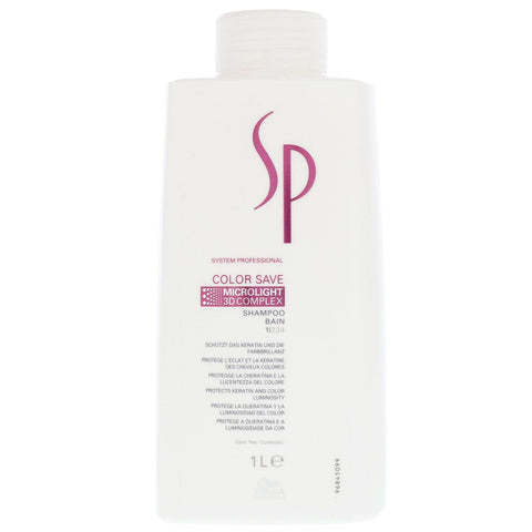 Jag Couture London New York Wella Sp Color Save Shampoo 1000ml bottle with sleek blue and white packaging.