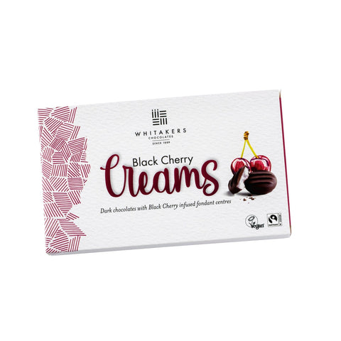 Jag Couture London - New York Whitakers dark chocolate-covered black cherry fondant creams in a carton for a luxurious treat.