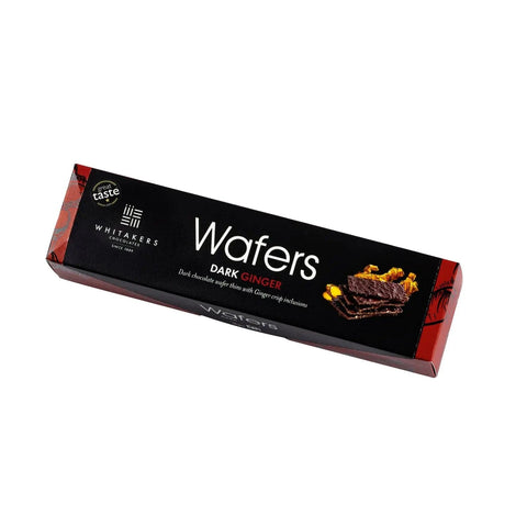 Dark chocolate covered ginger wafers from Whitakers in a carton, by Jag Couture London - New York.