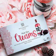 Jag Couture London - New York Whitakers dark chocolate covered pink gin fondant creams in carton