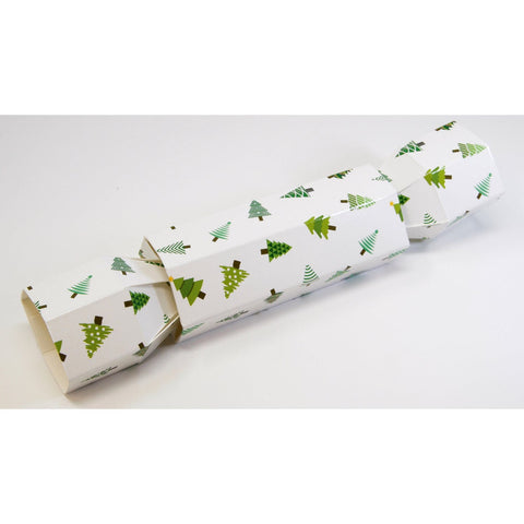 White cracker box with Christmas tree design by Jag Couture London New York, 10x4 cm barrel-shaped party favor packaging