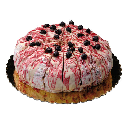 Wild cherry flavored handmade soft nougat cake by Jag Couture London New York, showcasing a rich, textured dessert with cherry accents.