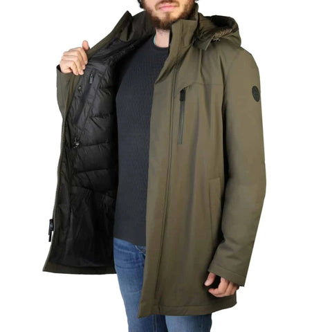 Green Woolrich Stretch Mountain jacket with a fitted design, showcased by Jag Couture London - New York.