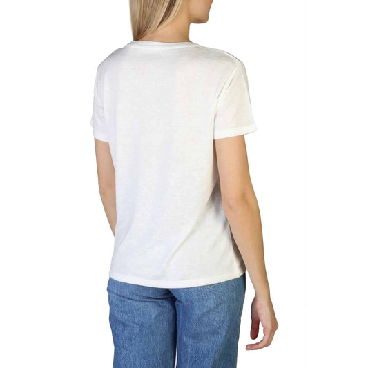Pepe Jeans Caitlin white denim jeans by Jag Couture London New York, shown on a model with relaxed fit and classic design.