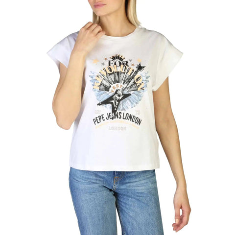 White Pepe Jeans Caroline denim jacket by Jag Couture London New York, featuring classic design and stylish fit.