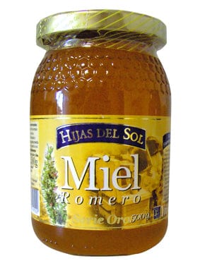 Jar of Ynsadiet Miel Romero honey by Jag Couture London New York, showing the 500g glass container filled with golden honey.
