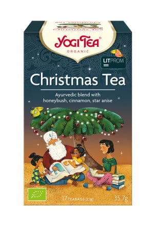 Organic Yogi Tea Navidad with 17 tea bags, featuring festive packaging from Jag Couture London New York.