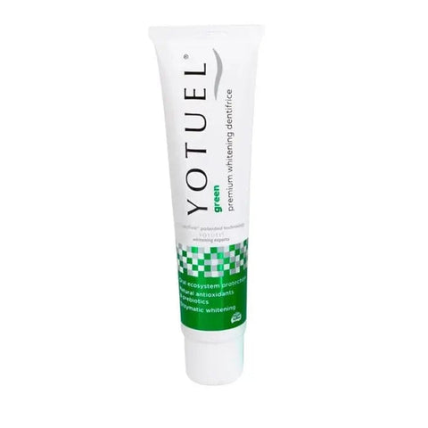 Yotuel Green Microbiome Care Toothpaste by Jag Couture London-New York, 100g tube showing natural herbal ingredients and branding.