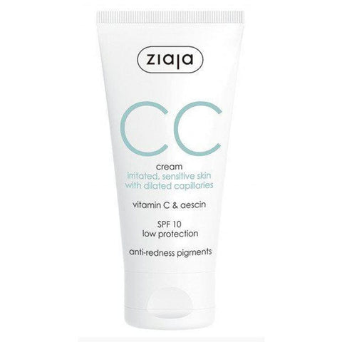 Ziaja CC Cream Correctora para pieles irritadas y sensibles en envase de 50ml, con marca Jag Couture London - New York