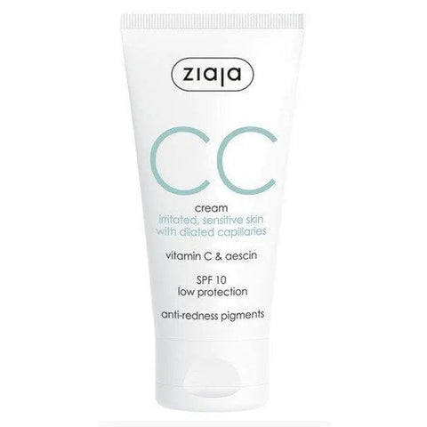 Jag Couture London Ziaja CC Cream 50ml for irritated and sensitive skin, providing color correction and soothing benefits.