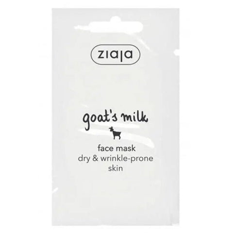 Ziaja Leche De Cabra facial mask in a 7ml single-use container, featuring creamy goat milk formula for skincare.