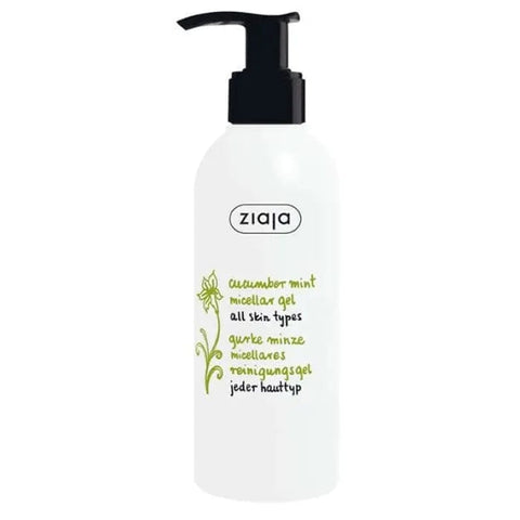 Ziaja Pepino y Menta Gel Limpiador Micelar by Jag Couture London, 200ml, with cucumber and mint for gentle facial cleansing.