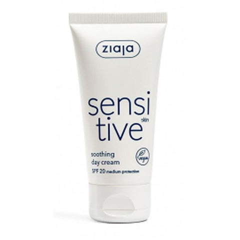 Ziaja Sensitive Calmative Day Cream for sensitive skin in 50ml jar, with soothing formula and gentle texture.