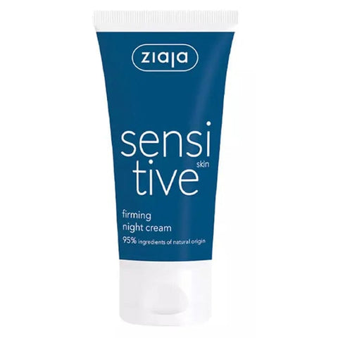 Ziaja Sensitive Night Rejuvenating Cream for Sensitive Skin in 50ml jar, with soothing and firming formula.