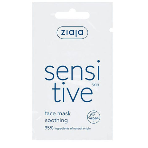 Individual 7ml Ziaja Sensitive facial mask sachet by Jag Couture London - New York, showing the product packaging.