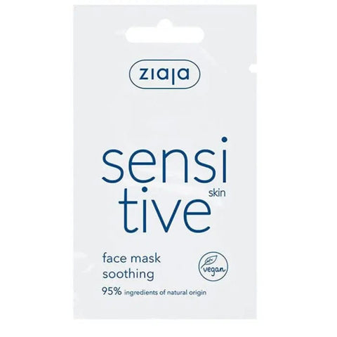 Ziaja Sensitive Facial Mask in 7ml sachet, designed for gentle skincare, with natural ingredients and soothing formula.